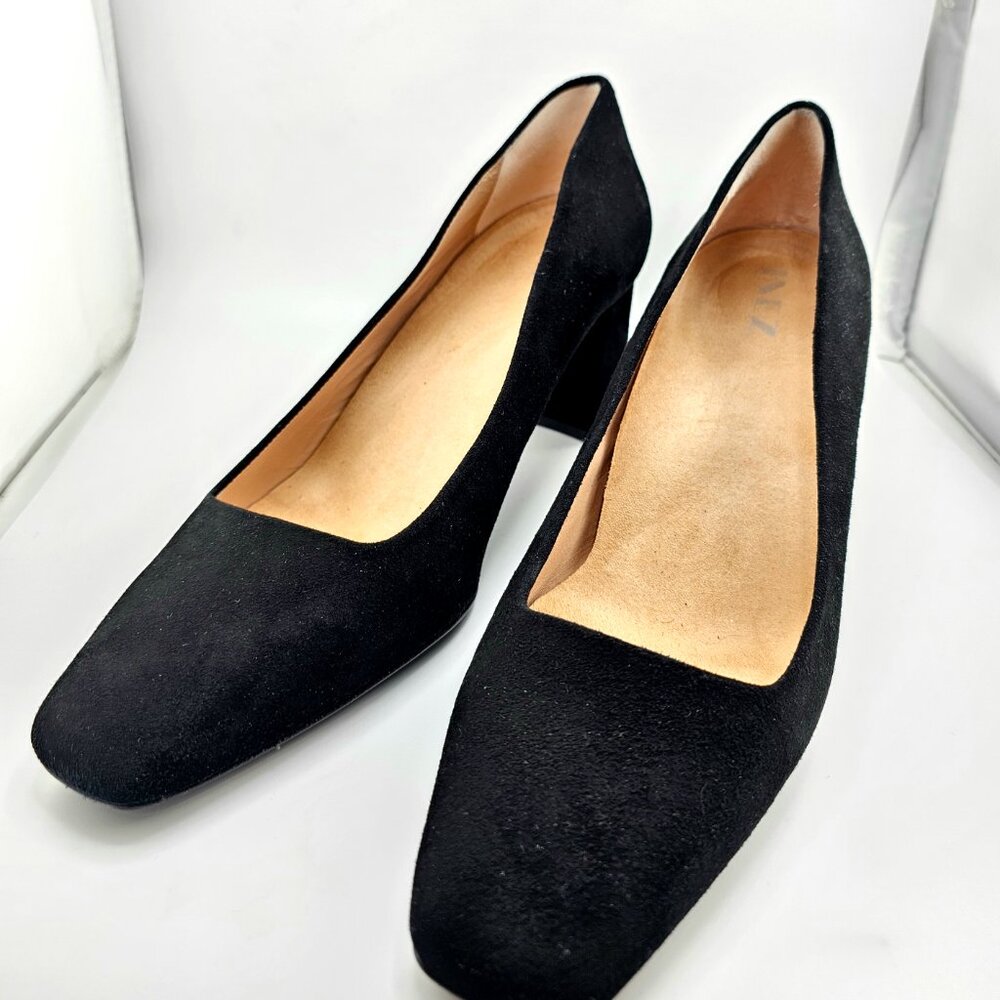 INEZ Clara Kid Suede Block Heel Pumps | Black | Size 10.5 | Re-soled - Picture 9 of 14